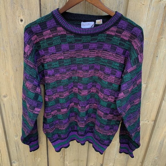 Vintage Oscar De la Renta Coogi Style Knit Sweater Medium - Picture 1 of 4
